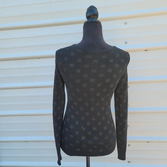 Old Navy Black Metallic Polka Dot Cardigan Sweater Women’s Cotton Blend Sz XS - Picture 3 of 8